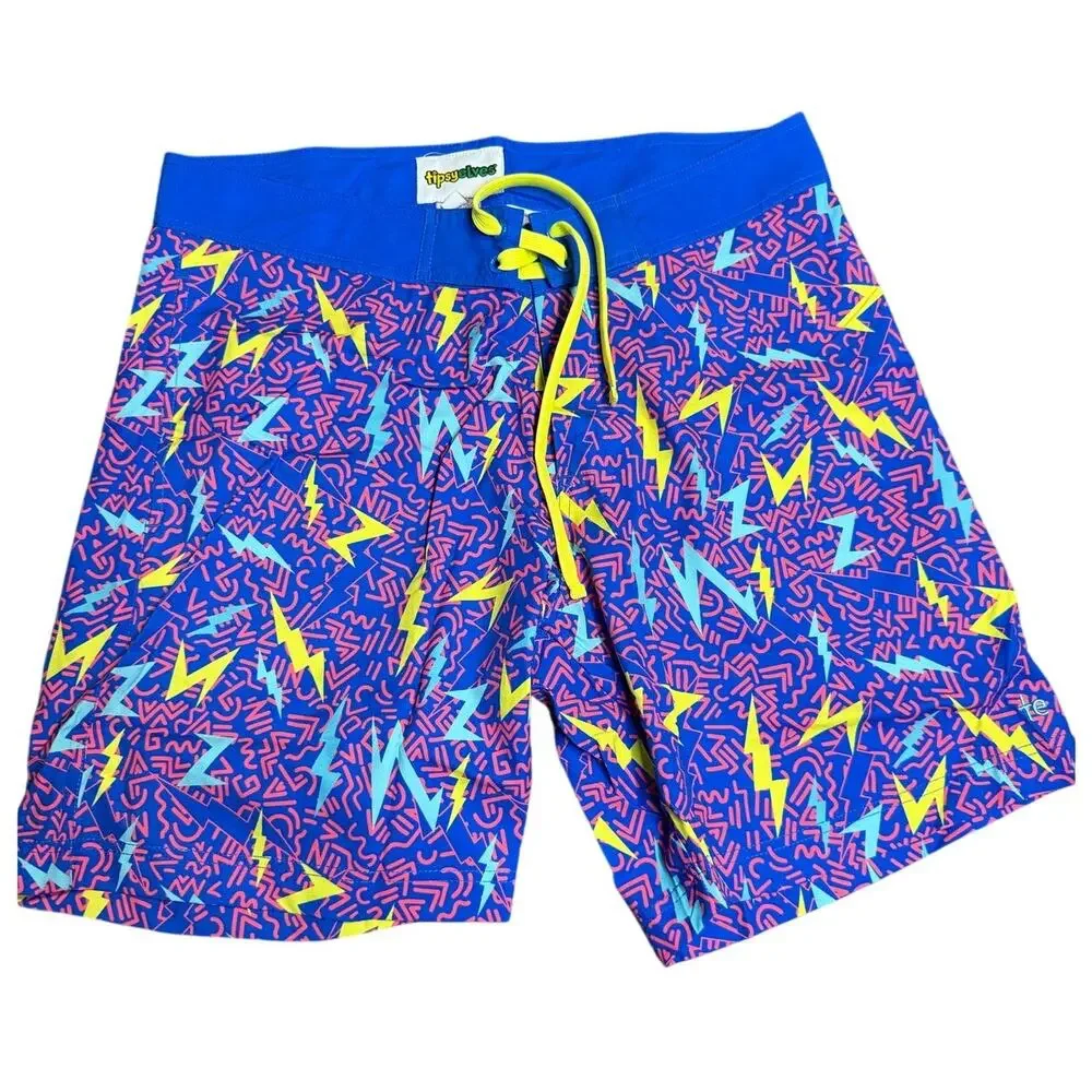 Tipsy Elves Grease Lightning Stretch Swim Trunks, 7.5